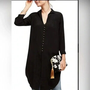 Anthropologie MAEVE Ceycan Black Long Sleeve Tunic Size small